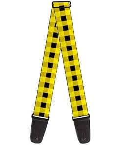 Correa de guitarra Buffalo Plaid Negro Amarillo Neón de 2