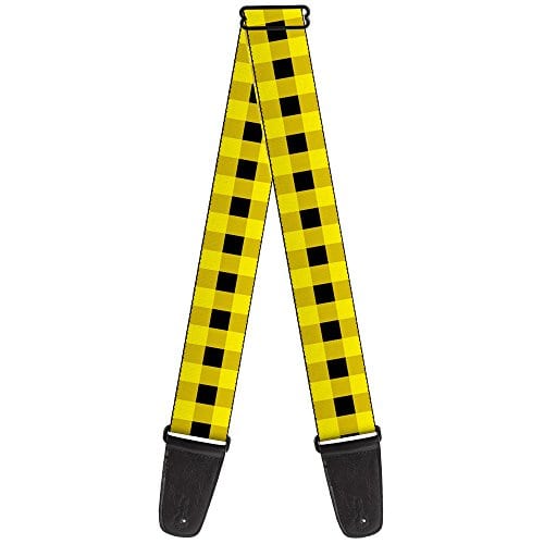 Correa de guitarra Buffalo Plaid Negro Amarillo Neón de 2