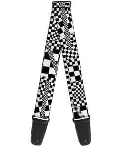 Correa de Guitarra Cuadros Locos Negro Blanco 2 Pulgadas de