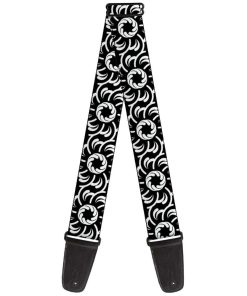 Correa de Guitarra Floral Pinwheel Negro Blanco de 2
