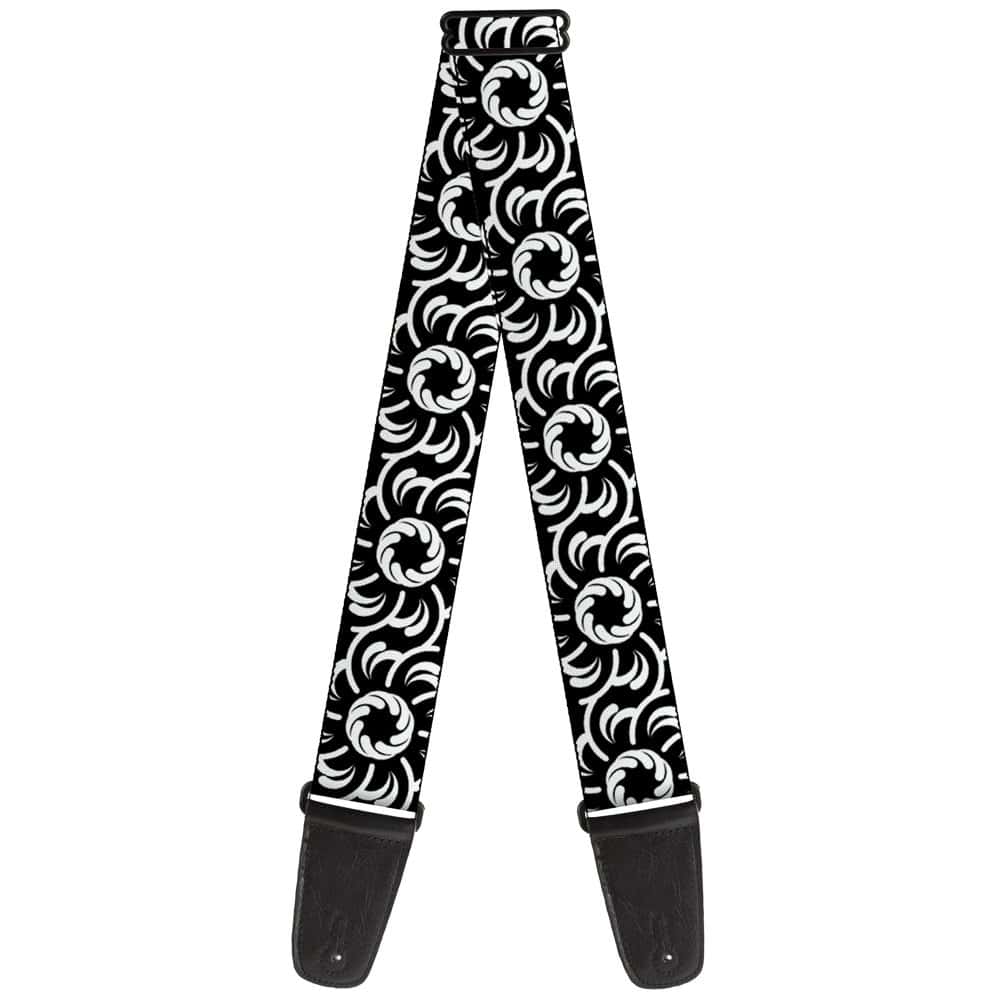 Correa de Guitarra Floral Pinwheel Negro Blanco de 2