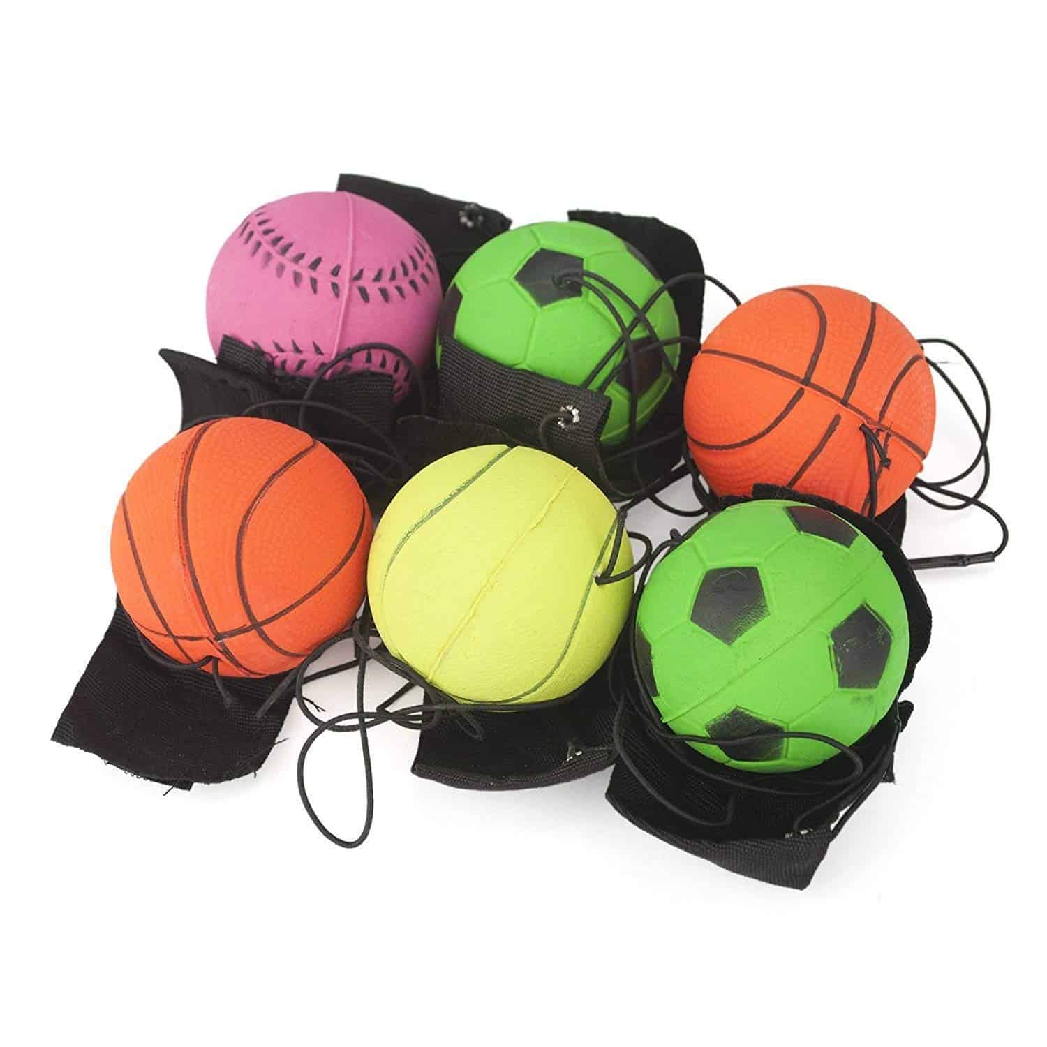12 piezas Pelota deportiva de goma con retorno en cuerda de - Imagen 3