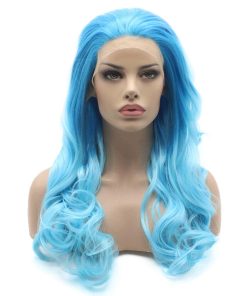 Pelucas de Encaje Sintético Realista de -Azul