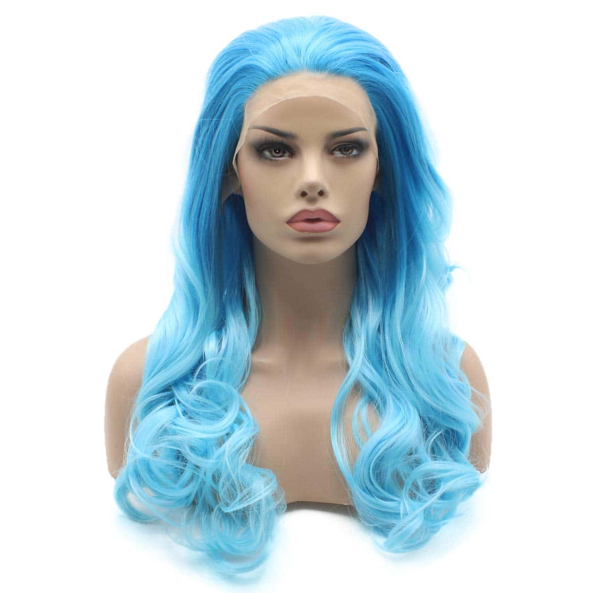 Pelucas de Encaje Sintético Realista de -Azul