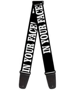 Correa de guitarra In Your Face Negro Blanco 2 pulgadas de