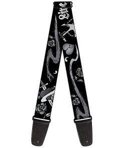 Correa de Guitarra Live Hard Die Young Negro Blanco 2