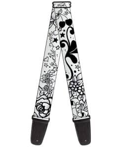 Correa de Guitarra Mamá Papá Negro Blanco 2 Pulgadas de