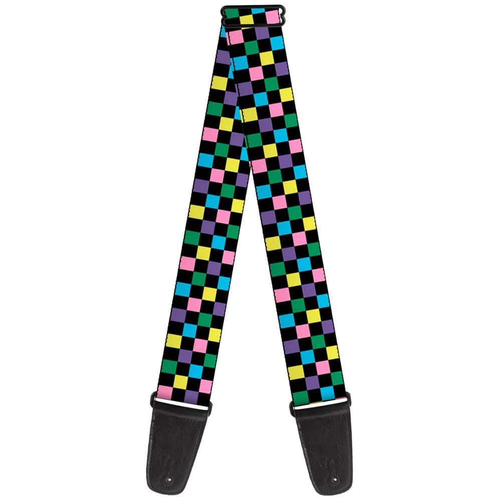 Correa de guitarra Buckle-Down Checker Negro Multicolor 2