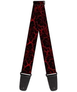 Correa de Guitarra Mármol Negro Rojo 2 Pulgadas de Ancho