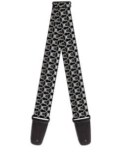 Correa de guitarra Buckle-Down Búhos Monograma Negro Blanco