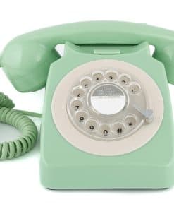 Teléfono fijo retro GPO 746 estilo 1970 con cable enroscado