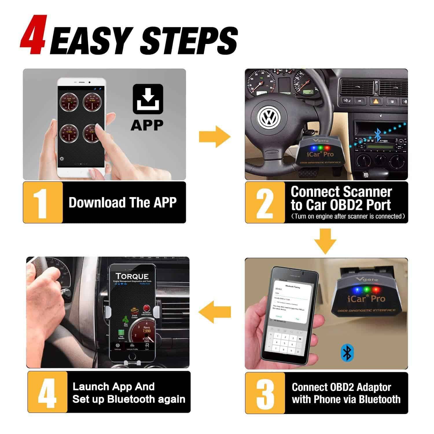 Vgate iCar Pro Bluetooth 4.0 (BLE) OBD2 Lector de códigos - Imagen 9