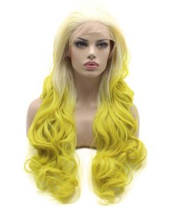 Pelucas Ombre Dorado Rubio Largo y Ondulado con Raíz Rubia