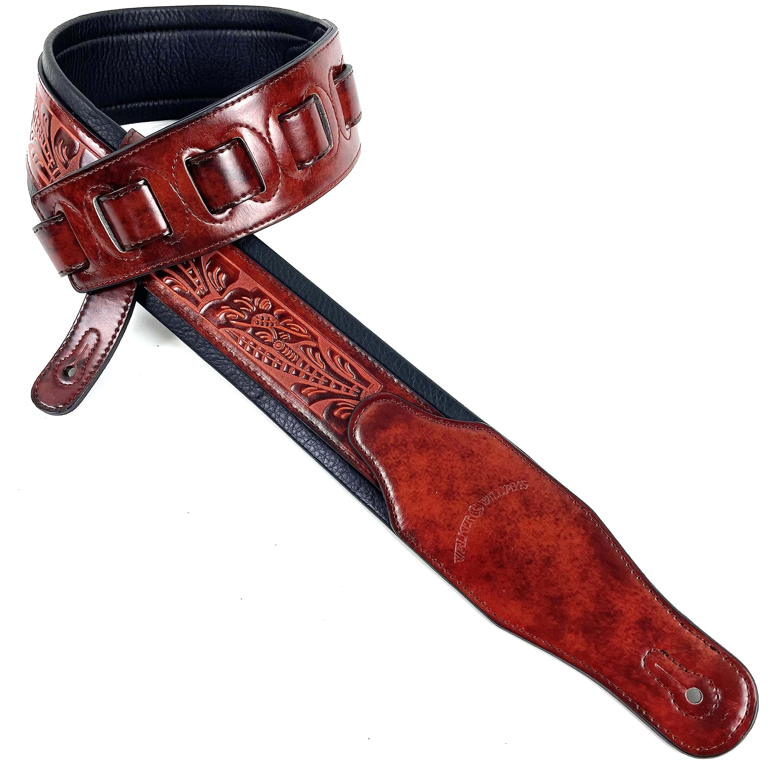 Correa de guitarra Walker & Williams GB-106 Bourbon Rojo