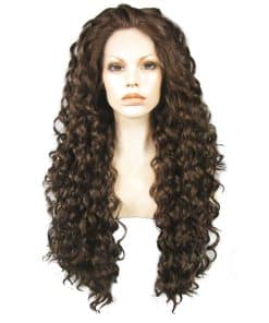 Pelucas Largas de Encaje Frontal Marrón Oscuro para Mujeres