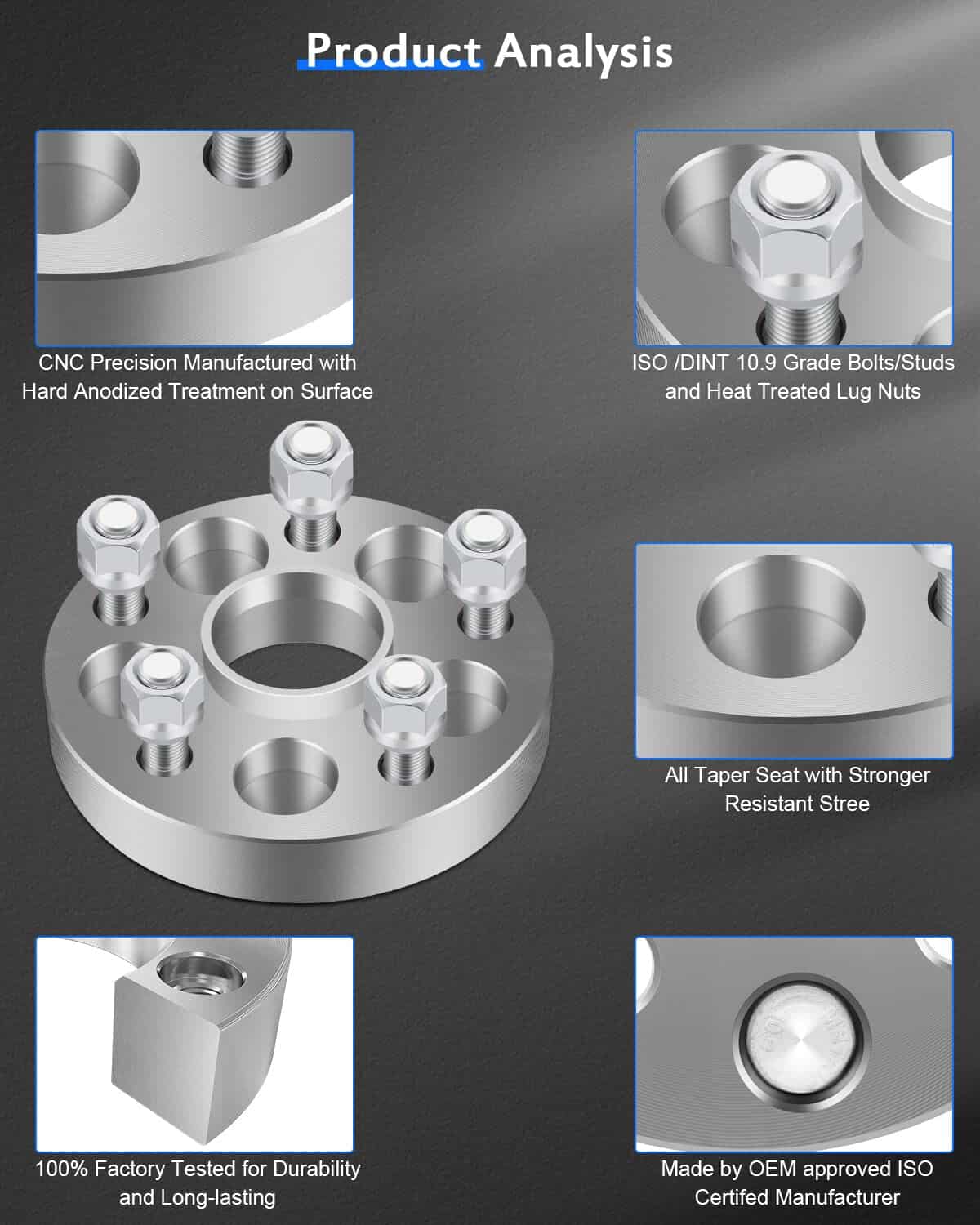 ECCPP 4PCS 5 Lug 1" Adaptadores de Rueda Centrados en el - Imagen 7