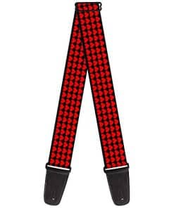 Correa de guitarra Buckle-Down Mini Corazones Negros Rojos