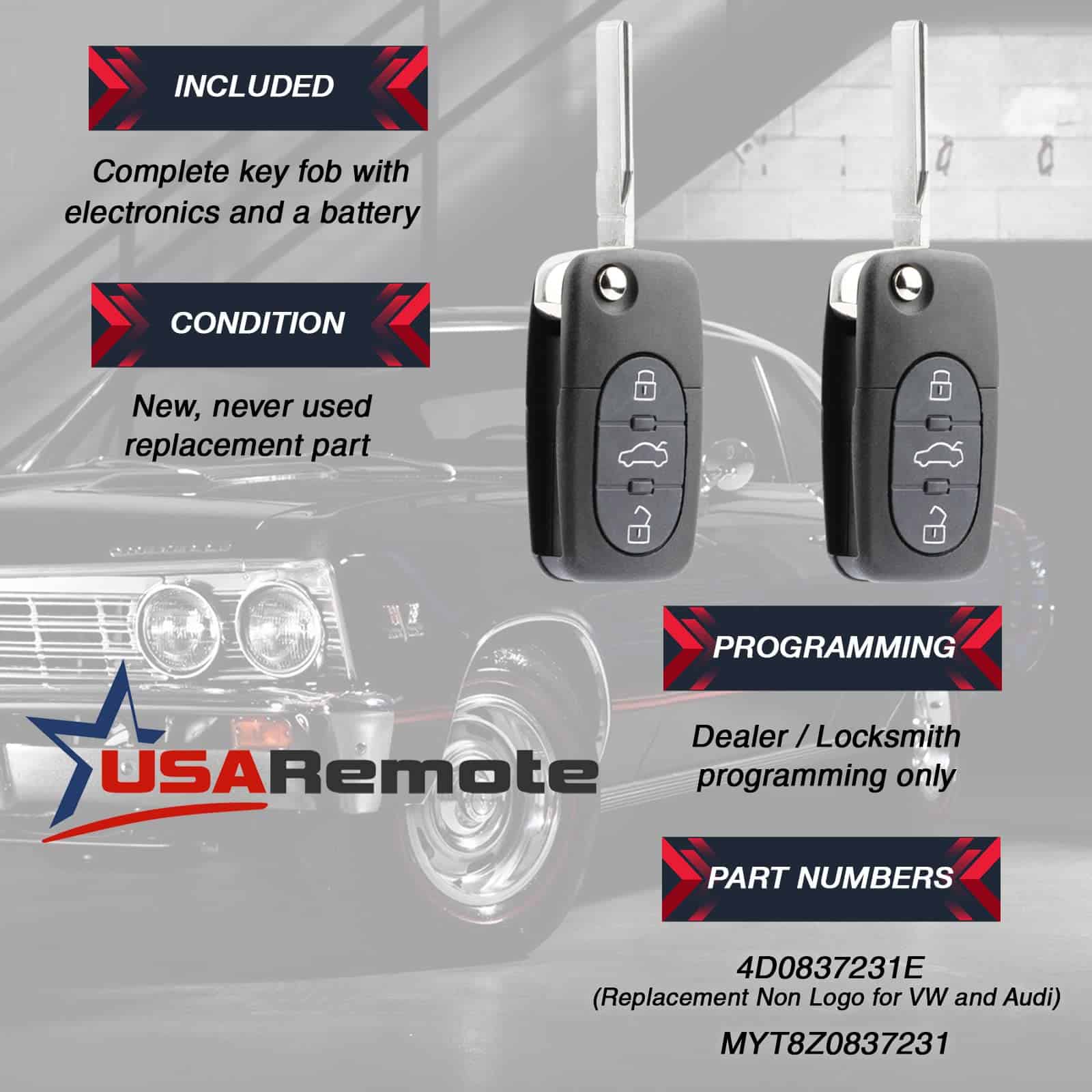 Llave de control remoto sin llave de repuesto para VW - Imagen 4