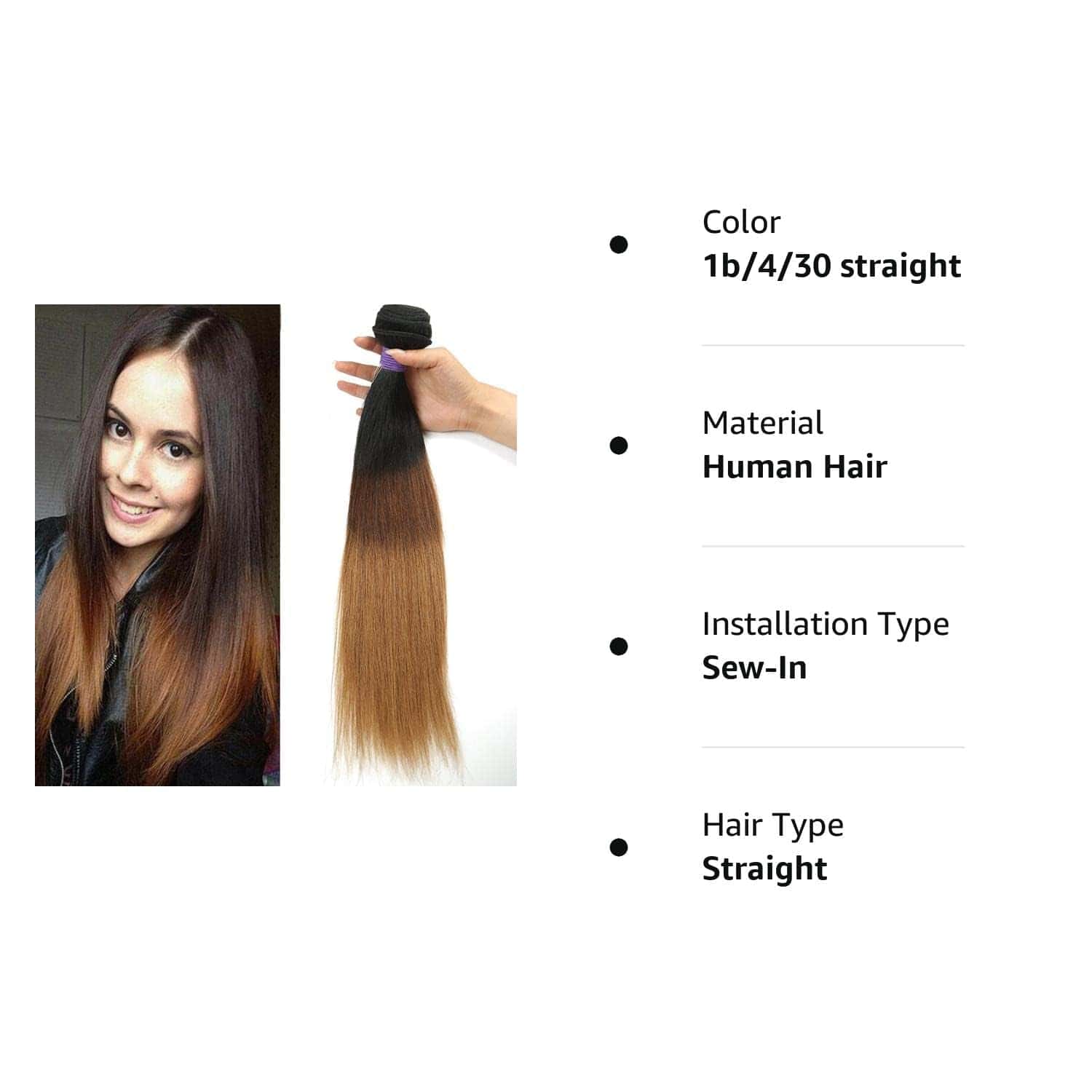 BLACKMOON HAIR 20 Pulgadas Cabello Virgen Ombre Brasileño - Imagen 8