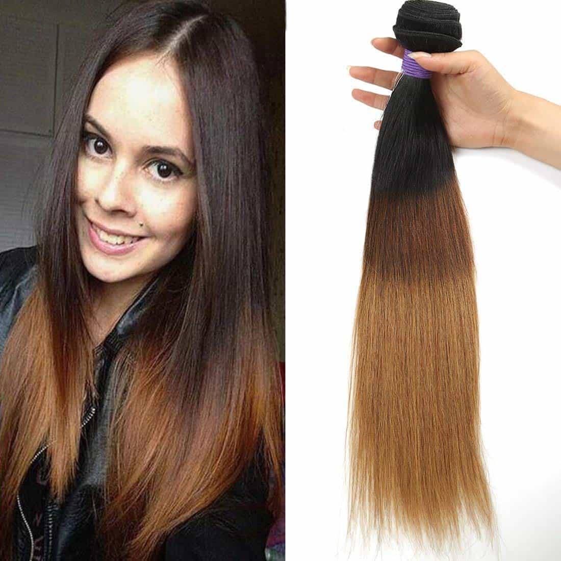 BLACKMOON HAIR 20 Pulgadas Cabello Virgen Ombre Brasileño