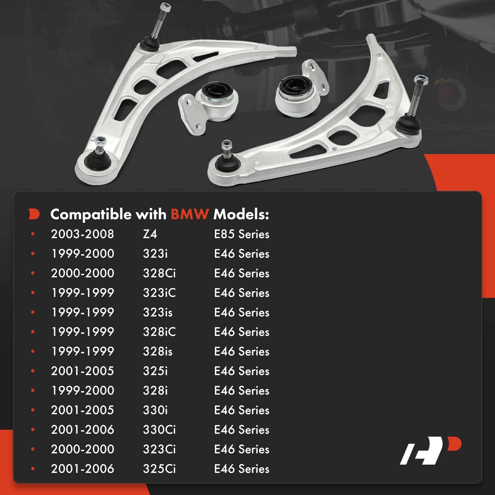 Conjunto de 4, Brazo de Control Inferior Delantero, Buje de - Imagen 3