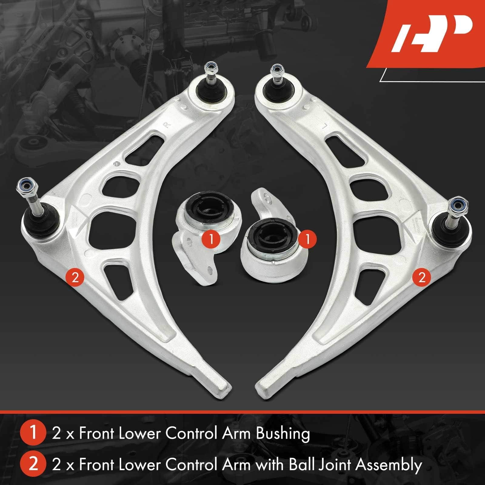 Conjunto de 4, Brazo de Control Inferior Delantero, Buje de - Imagen 4