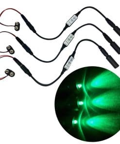 Kit de 3 luces LED verdes de efecto micro con control de