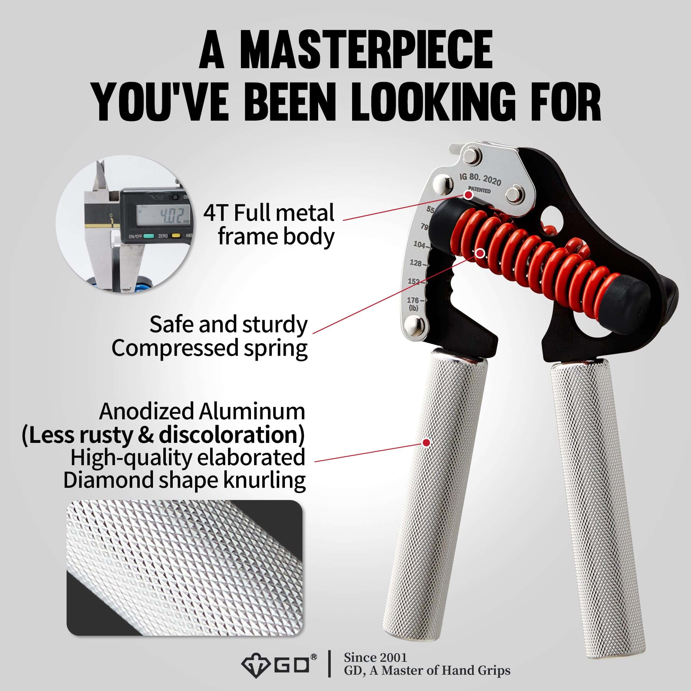 GD IRON GRIP 80.L Aparato Para Fortalecer Agarre Ajustable, - Imagen 7