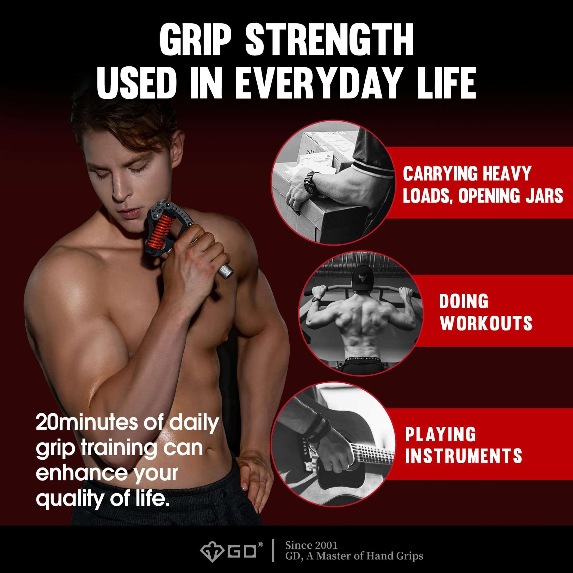 GD IRON GRIP 80.L Aparato Para Fortalecer Agarre Ajustable, - Imagen 8