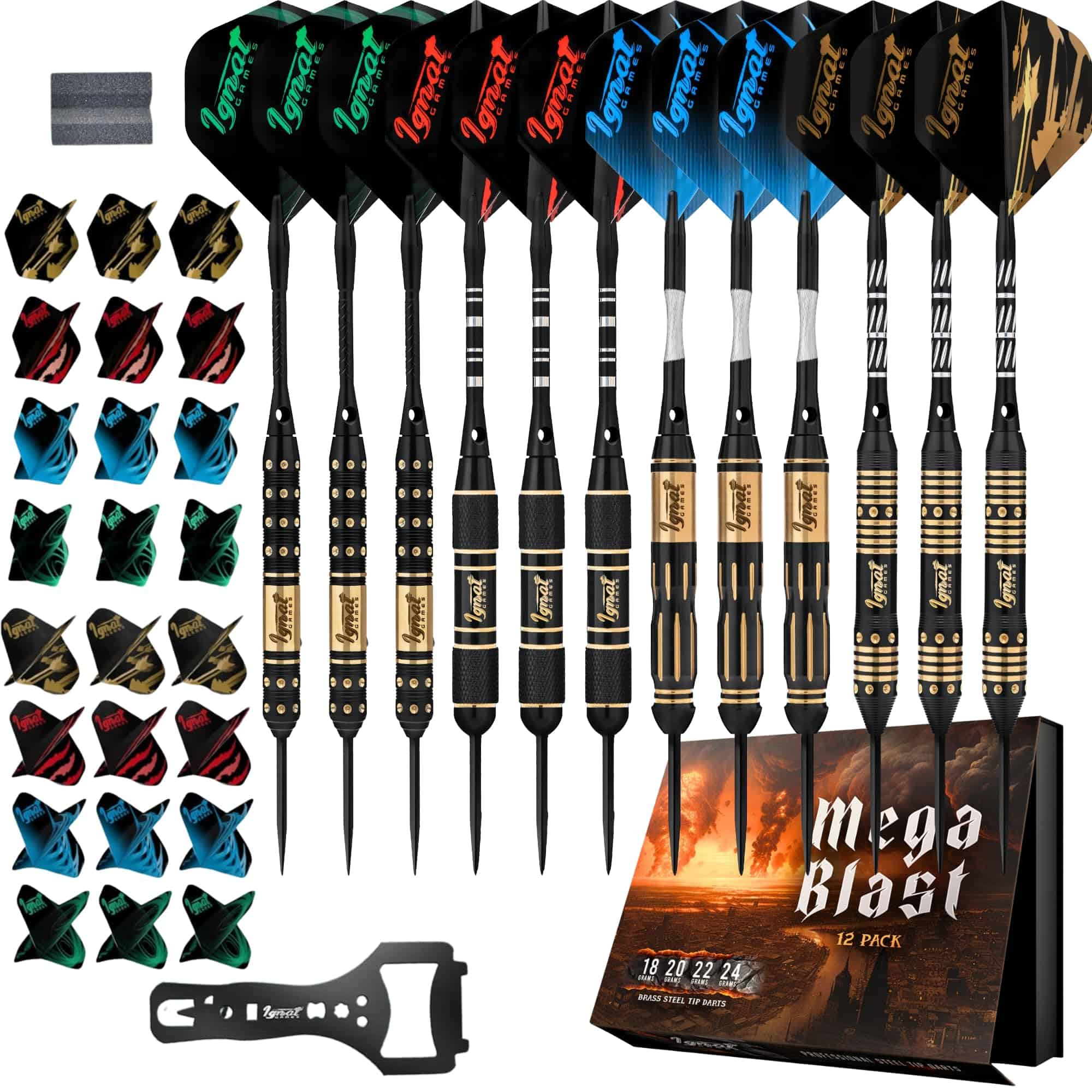 Set de Dardos IgnatGames Steel Tip - 12 Pack Premium 18-24