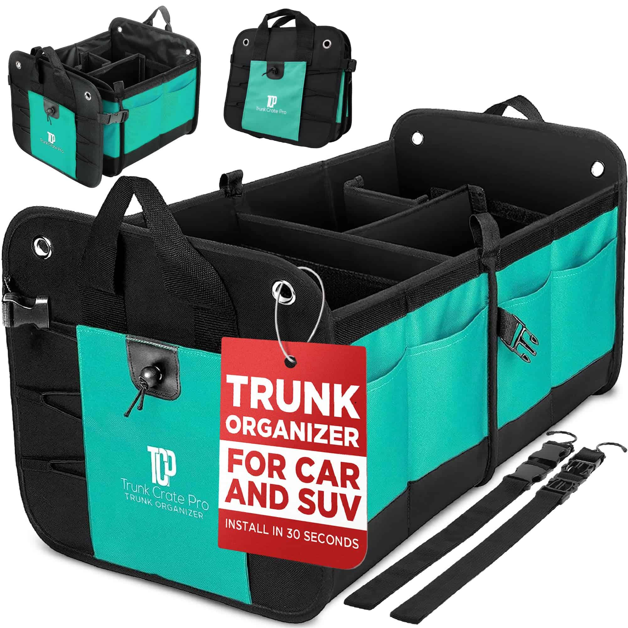 Organizador de maletero TRUNKCRATEPRO de color verde cian