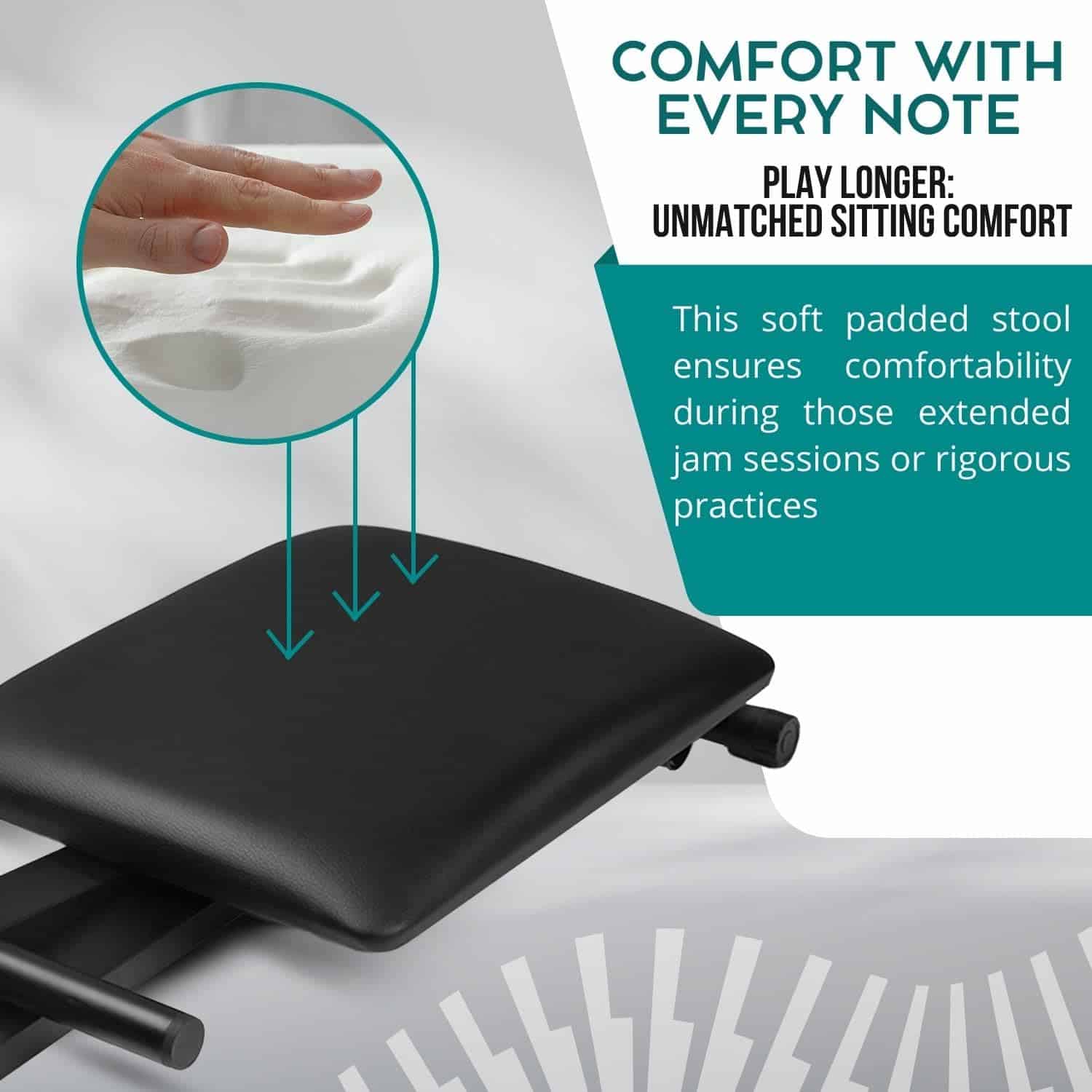 Banqueta de Piano Plegable Flexzion - Banco Ajustable - Imagen 7