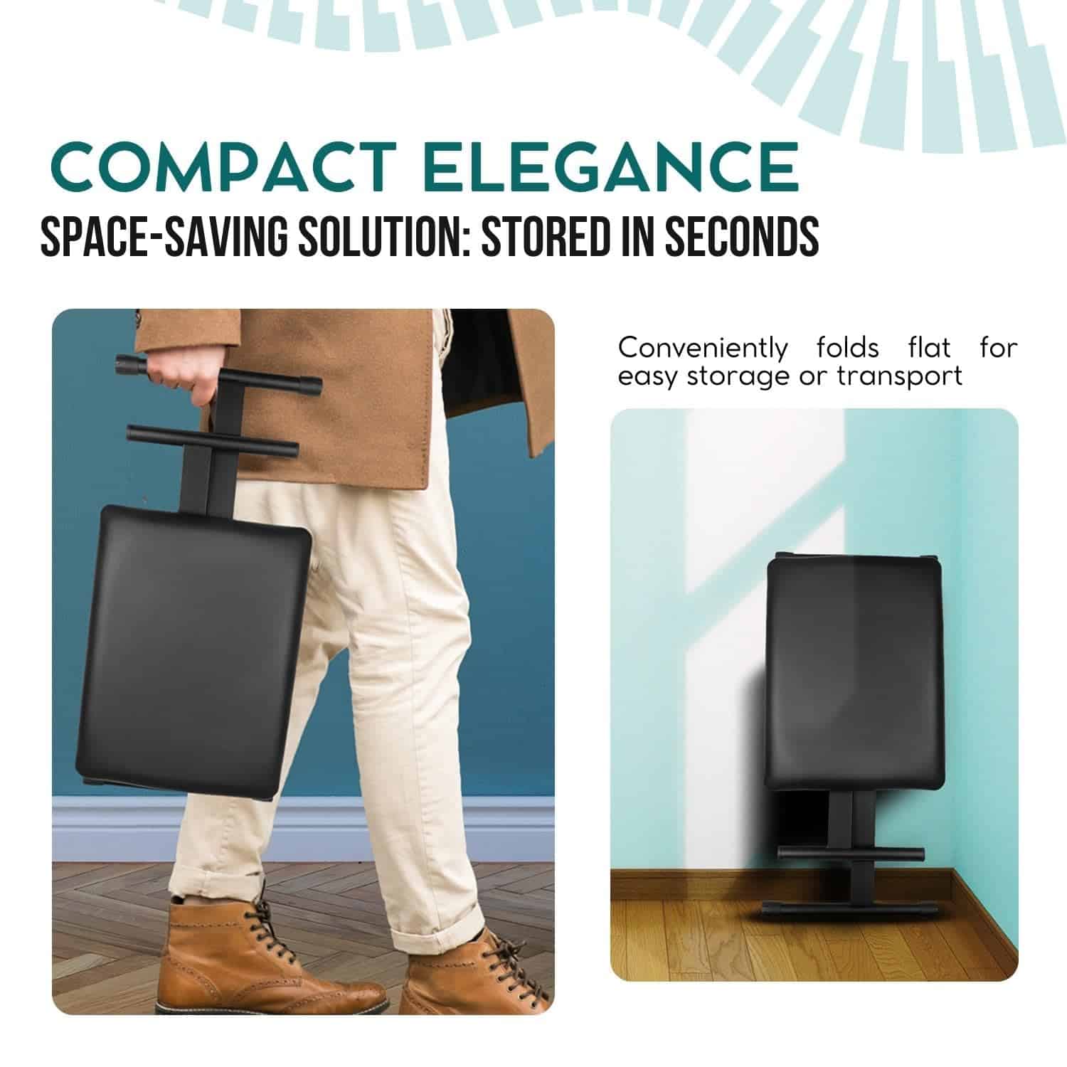 Banqueta de Piano Plegable Flexzion - Banco Ajustable - Imagen 8