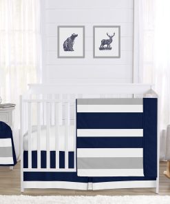 Juego de Ropa de Cuna para Bebé con Diseño de Rayas Azul