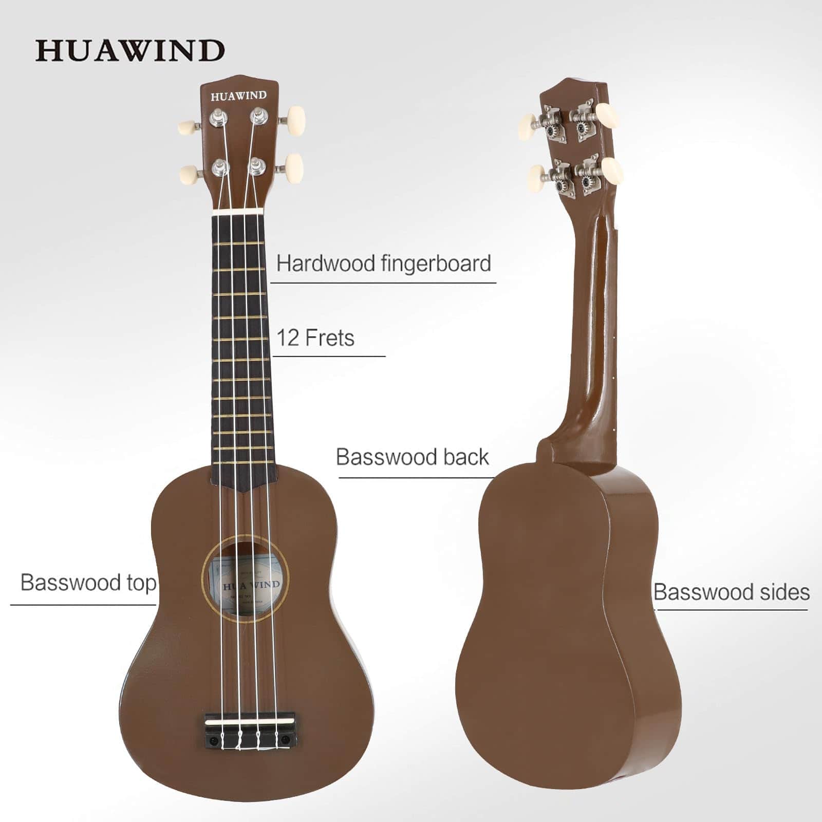 HUAWIND Ukelele Soprano de 21 Pulgadas para Principiantes, - Imagen 4