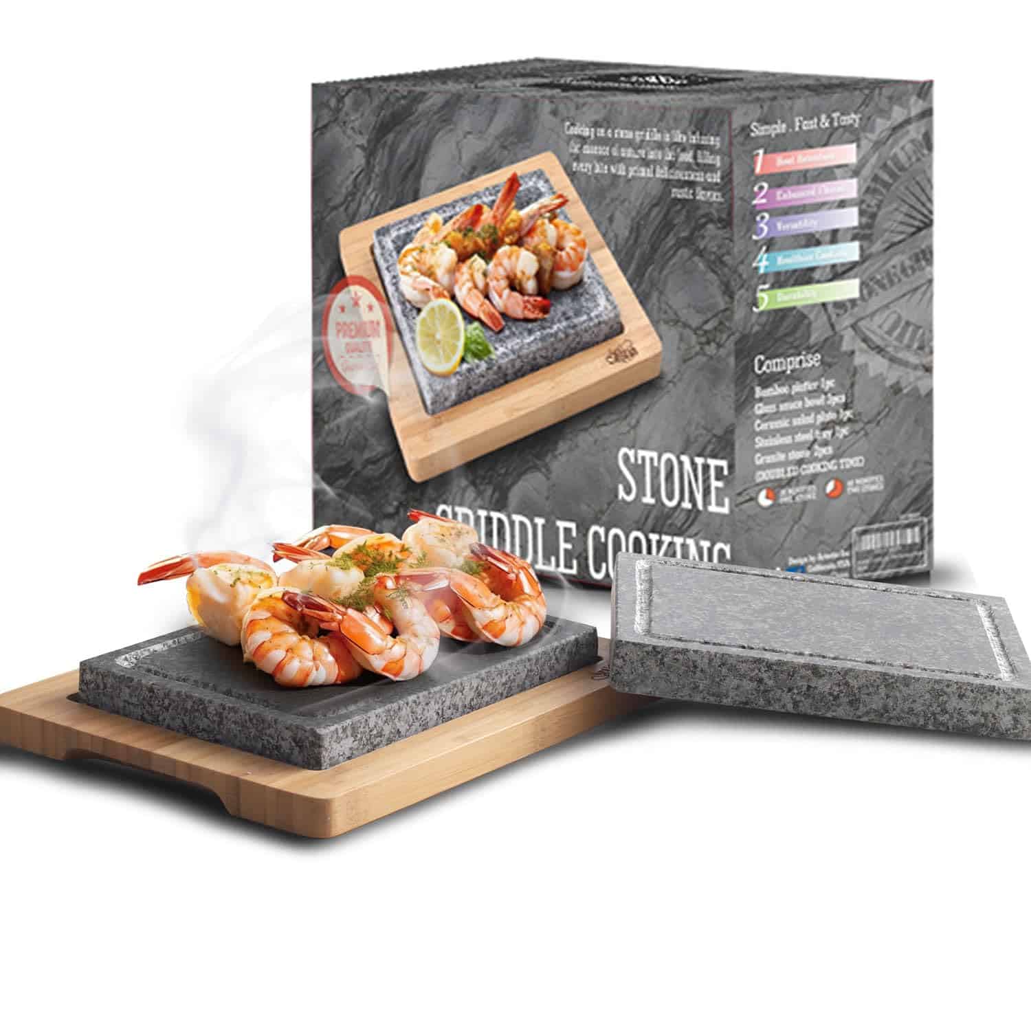 Juego de Parrilla de Piedra para Asar Artestia con 2