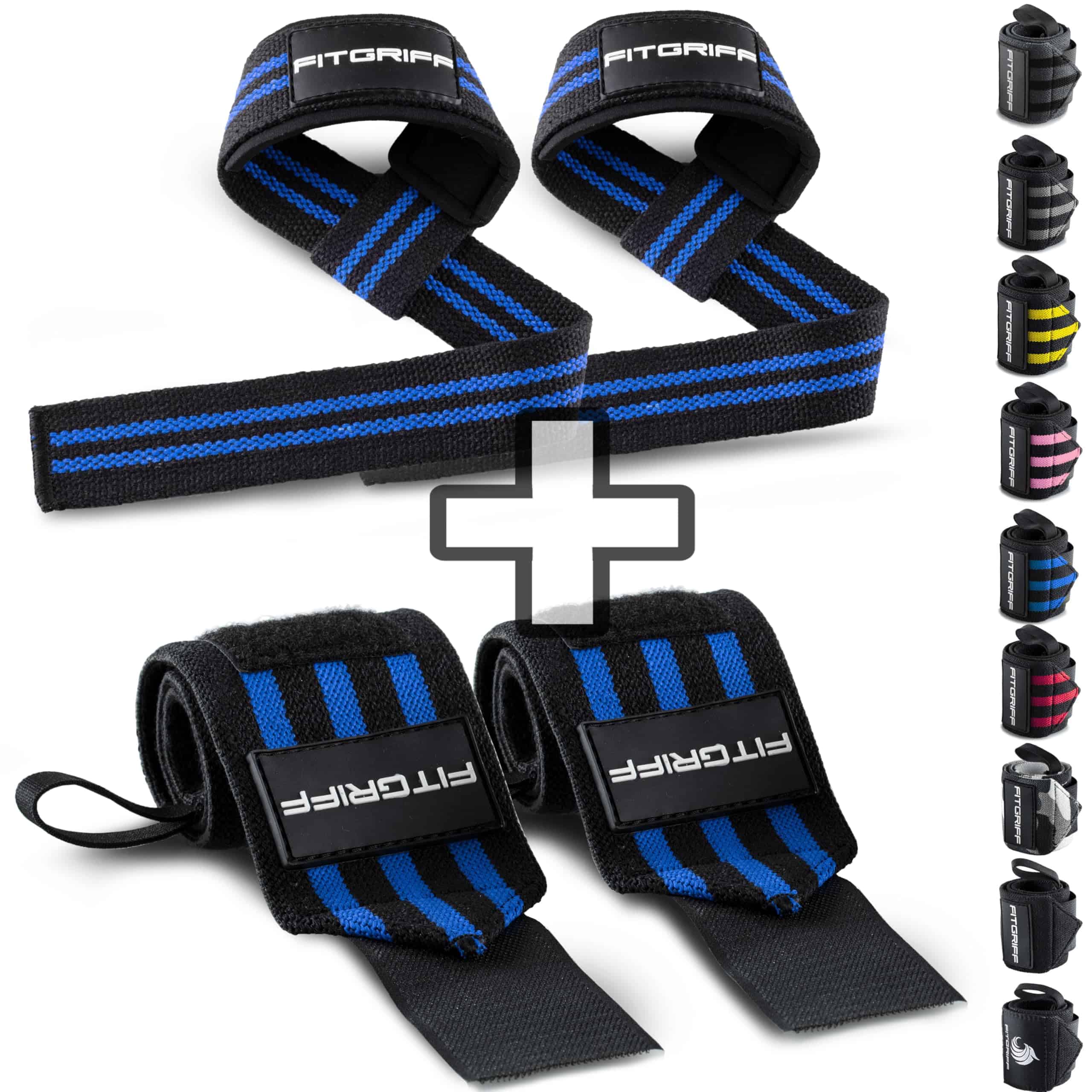 Fitgriff Lifting Straps & Wrist Wraps -Negro/Azul