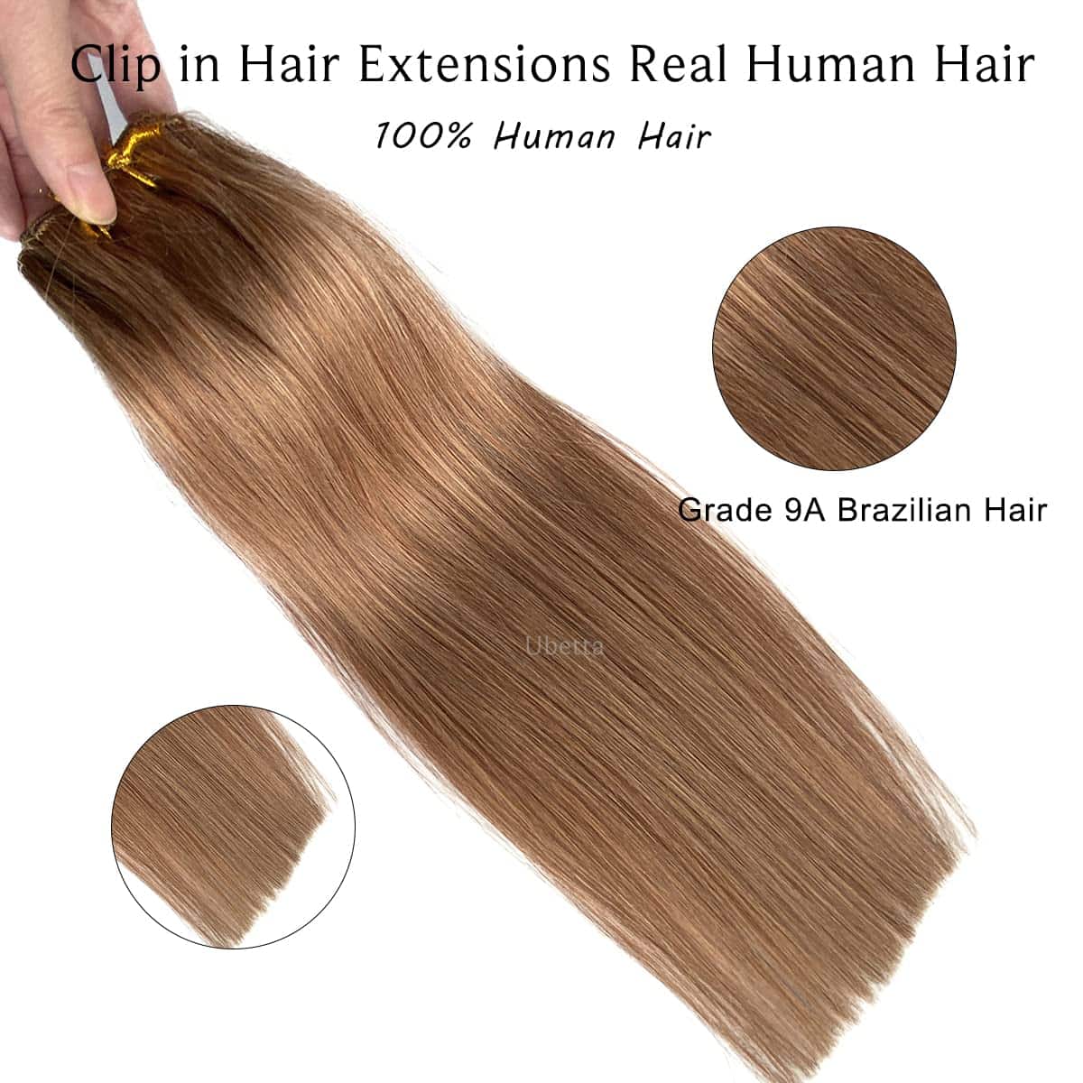 Extensiones de Cabello Clip in Pelo Humano Liso Sedoso Remy - Imagen 3