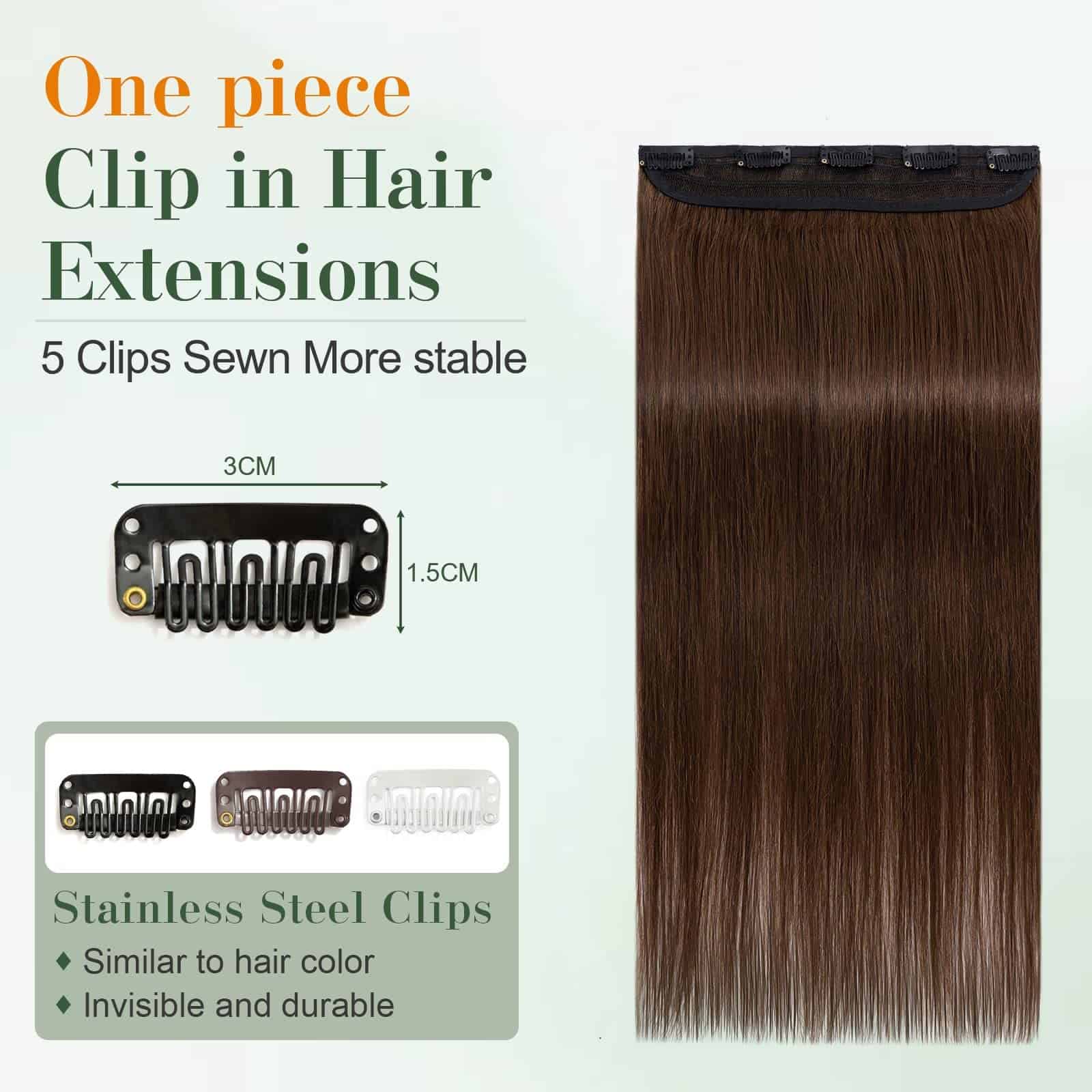 Extensiones de Cabello Clip en Una Pieza Pelo Humano Color - Imagen 5