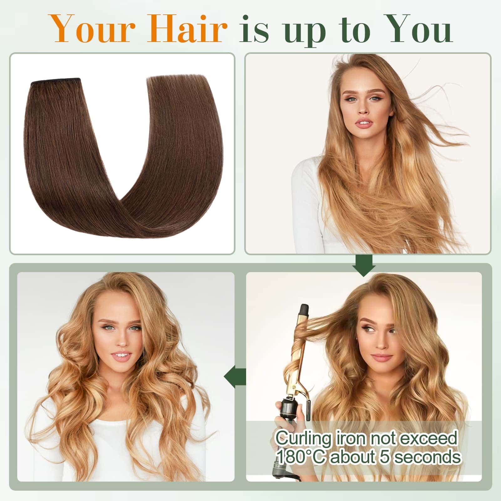 Extensiones de Cabello Clip en Una Pieza Pelo Humano Color - Imagen 8