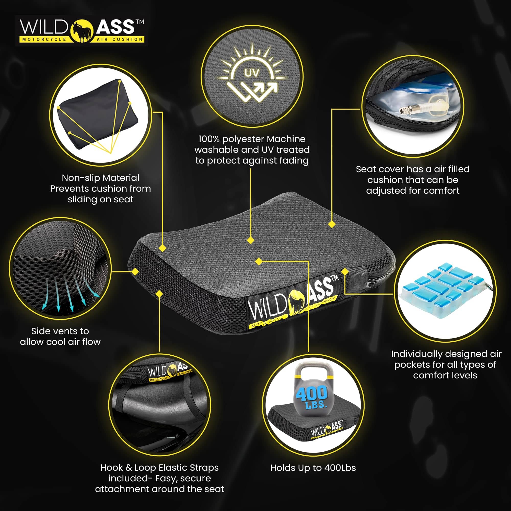 Cojín de Asiento para Acompañante de Motocicleta Wild Ass - Imagen 4