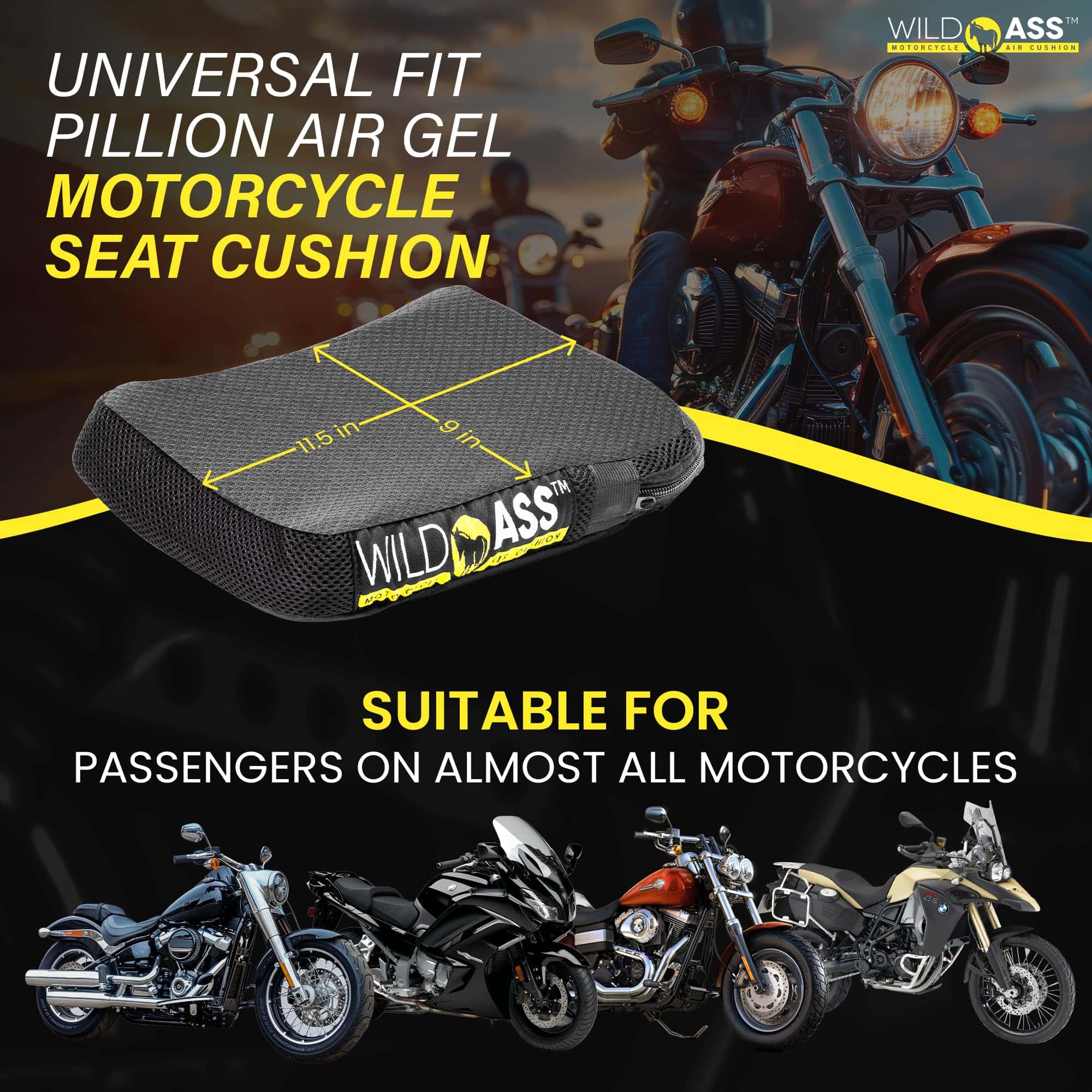 Cojín de Asiento para Acompañante de Motocicleta Wild Ass - Imagen 8