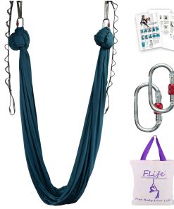 Kit de Hamaca de Yoga Aéreo F.Life Incluye -Negro Verdoso
