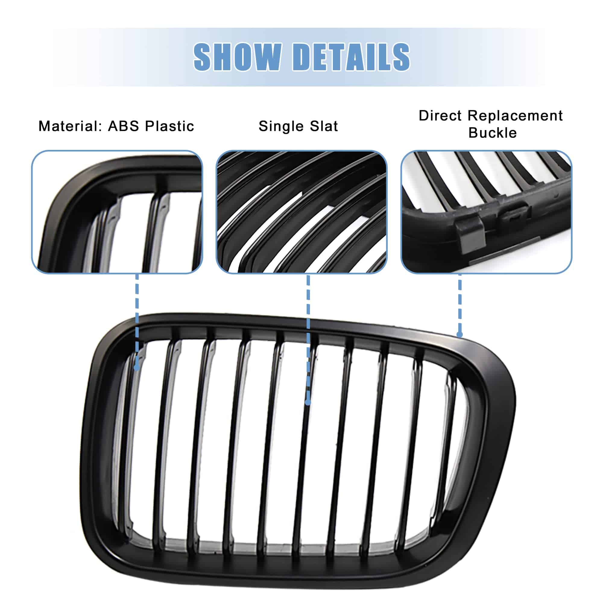 Rejilla frontal superior mate negra para parrilla BMW Serie - Imagen 7