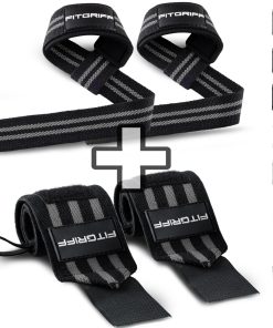 Fitgriff Lifting Straps & Wrist Wraps -Negro/Gris