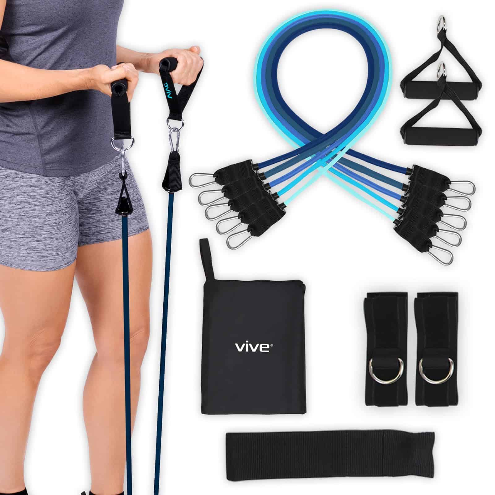 Vive Resistance Bands with Handles (11 Pcs) - Tube Rehab