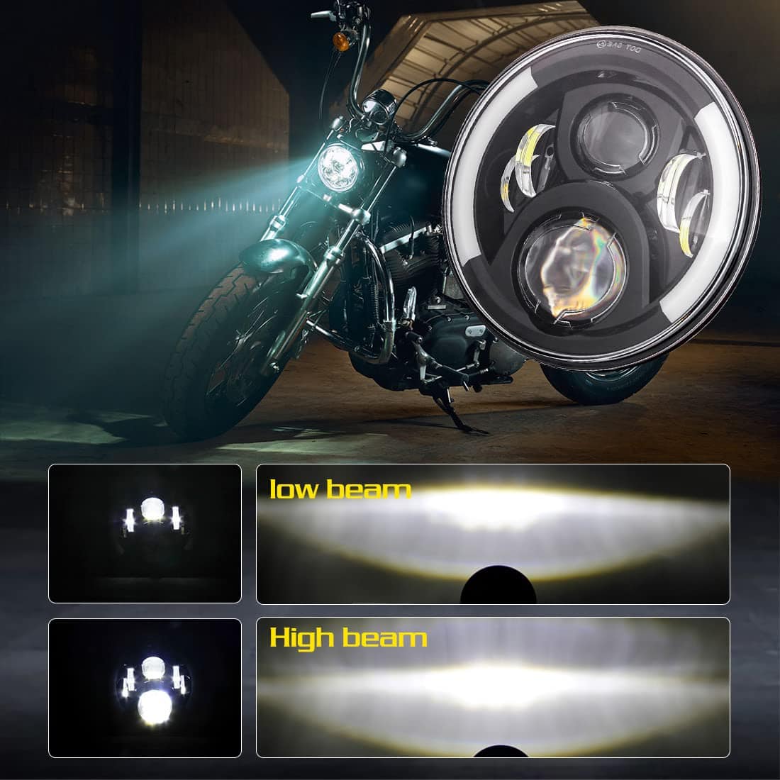 Faro LED redondo de 7" para motocicleta SKTYANTS con Luces - Imagen 4