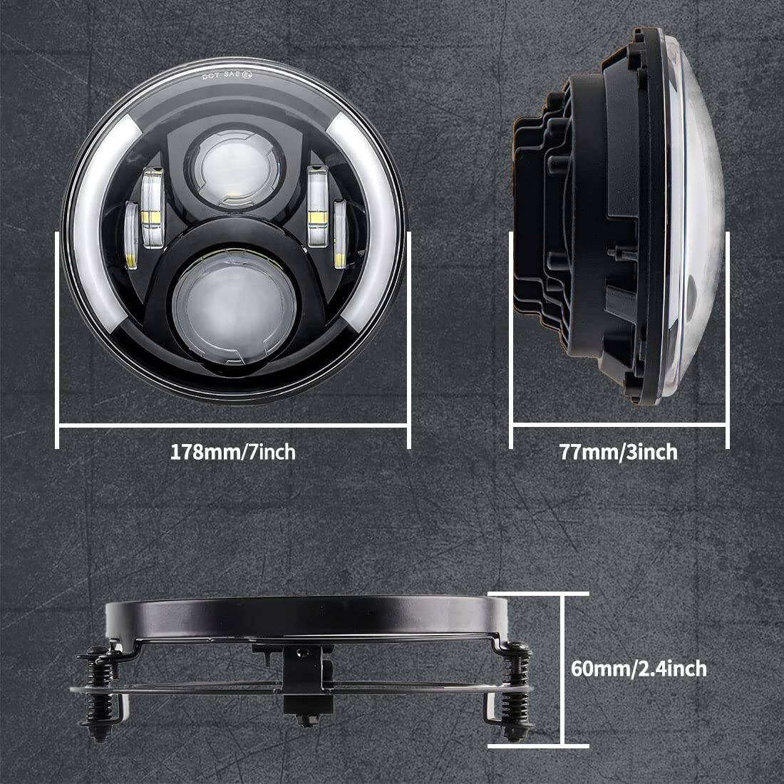 Faro LED redondo de 7" para motocicleta SKTYANTS con Luces - Imagen 6