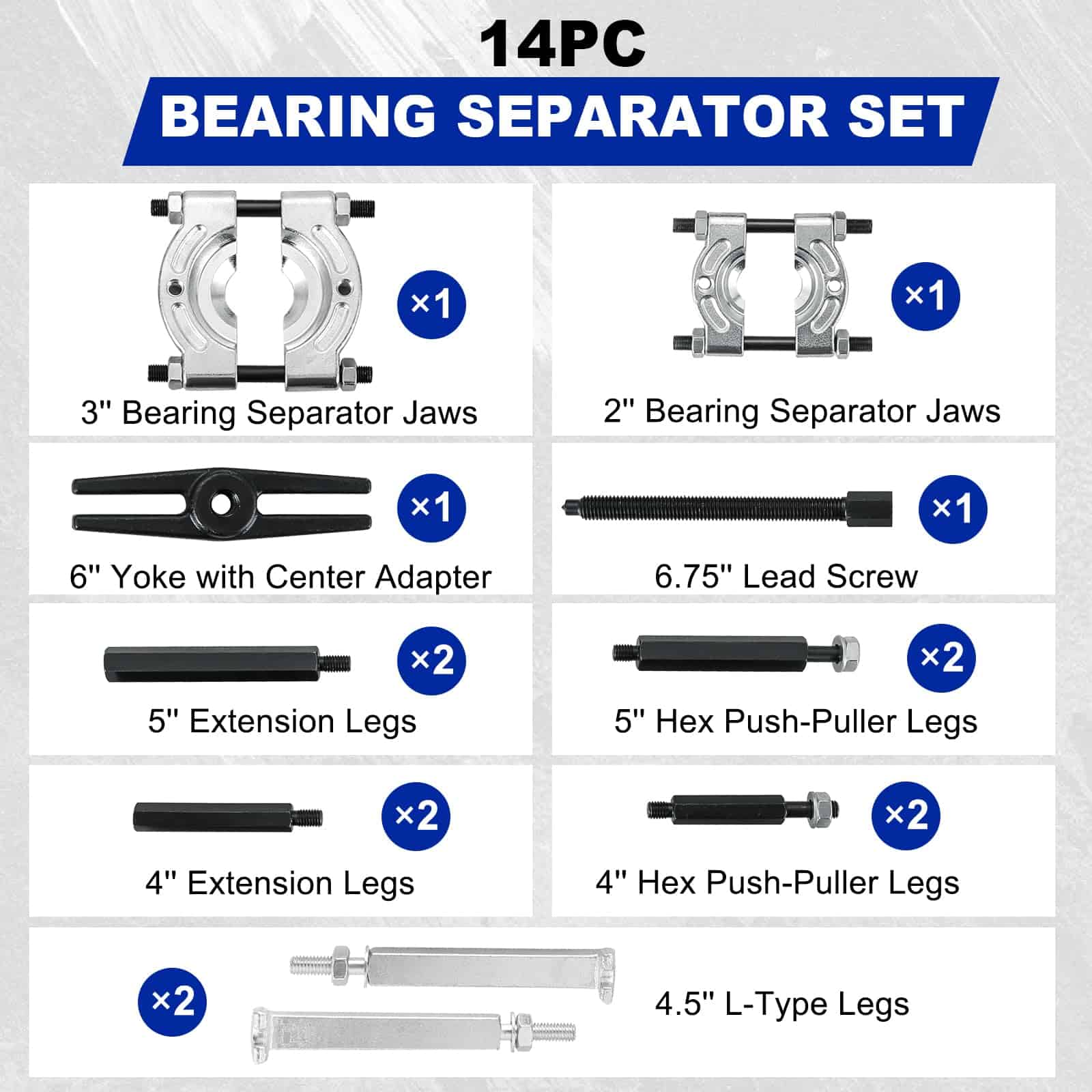 DASBET 14PCS Kit de Extractor de Rodamientos 5 Toneladas - Imagen 3