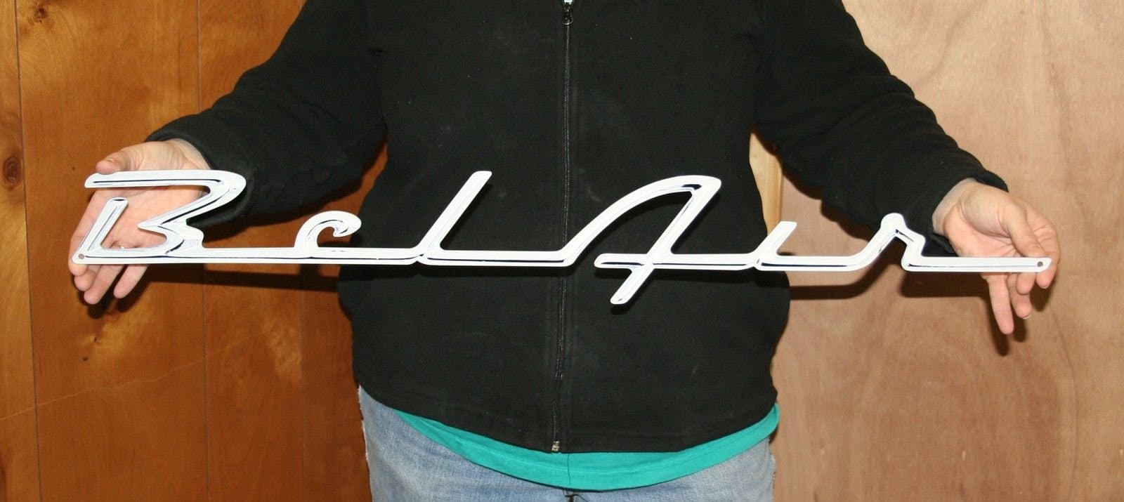 Letrero Metálico Grande 1955-56 Chevrolet Bel Air - 34" x 5"